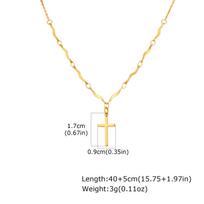 Minimalist Stainless Steel Cross Pendant Necklace, Non-fading Gold Plated Wave Chain Charm Necklace, Exquisite Jewelry for Women