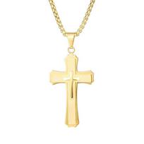 Geometric Stainless Steel Cross Pendant Necklace Trendy And Unique Design Golden