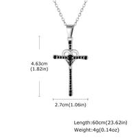 Fashion Chic Heart Cross Pendant Cubic Zircon Stainless Steel Necklace for Men Hip Hop Punk Jewelry Party Daily Wear 60CM