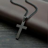 Stainless Steel Cross Pendant Men Women Chain Necklace Religious Jewelry