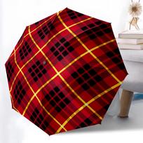 1pc Sturdy 8-Bone Auto Umbrella, Black tartan design Umbrella, Digital Printed, Foldable Umbrella for On-the-Go Outdoor Use