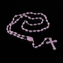 Fashion Luminous Cross Necklace Religious Catholic Jewelry Plastic Luminous Rosary Necklace Jewelry Accessories