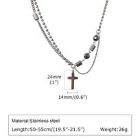 Splicing Cross Necklace for Men Boys,Stainless Steel Beads Chain Links Necklaces,Cool Hiphop Jewelry Gifts