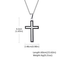 Mens Stainless Steel Cross Necklaces,Cross Center Zircon Pendant Collars with Black Glue Edge,Stylish Classic Jewelry Gifts 50cm
