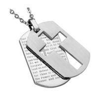 Stainless Steel Cross Necklaces Pendants Christian Jewelry Bible Lords Prayer Dog Tags Gold Color Christmas Gift For Men