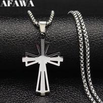 Catholicism Cross Stainless Steel Necklace Men Gold Color Chain Necklaces Anniversary Birthday Gift Jewerly corrente masculina