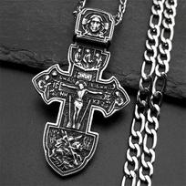 Jesus Crucifix Cross Christian Pendant Necklace for Women Men Stainless Steel Chain Necklace Vintage 316L Amulet Jewelry Gift