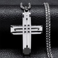 Jesus Christ Cross Chain Necklaces for Men Women Stainless Steel Gold Color Chain Necklace Jewelry collar acero inoxidable N2356