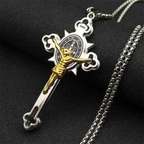 Saint Benedict Crucifix Cross Pendant Necklace for Men Women Stainless Steel CSPB INRI Jesus Crucifix Chains Jewelry NZZZ670S02