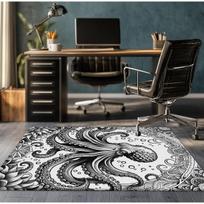 Black and white octopus mandala rug for gaming room office decor modern art carpet with floral pattern soft plush floor mat home 50x 80cm