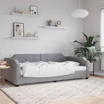 Vidaxl Sofa Z Funkcją Spania, Jasnoszara, 100X200 Cm, Obita Tkaniną