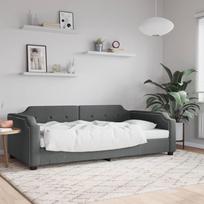 Vidaxl Sofa Z Funkcją Spania, Ciemnoszara, 100X200 Cm, Obita Tkaniną