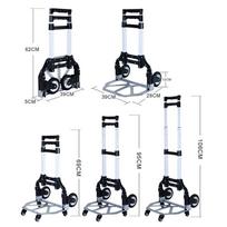 Shopping Cart Hand Truck with Bungee Cord Folding Trolley for Upstairs Cargo 75KG (100-106)x41x39cmPortable All Terrain Stair Climbing Cart