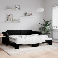Vidaxl Sofa Rozsuwana Z Materacami, Czarna, 90X200 Cm, Tkanina