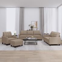 Vidaxl 4-Osobowa Sofa Z Poduszkami, Cappuccino, Sztuczna Skóra