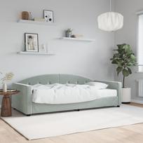 Vidaxl Sofa Z Materacem Do Spania, Jasnoszara, 90X200 Cm, Aksamit
