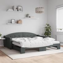 Vidaxl Sofa Rozsuwana Z Materacami, Ciemnoszara, 100X200 Cm, Tkanina