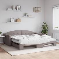 Vidaxl Sofa Rozsuwana Z Materacami, Kolor Taupe, 100X200 Cm, Tkanina