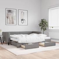 Vidaxl Sofa Rozsuwana Z Szufladami, Ciemnoszara, 90X190 Cm, Tkanina
