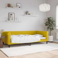 Vidaxl Sofa Z Funkcją Spania, Żółta, 100X200 Cm, Obita Aksamitem