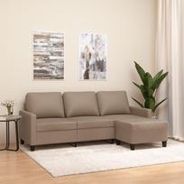 Vidaxl 3-Osobowa Sofa Z Podnóżkiem, Cappuccino, 180 Cm, Sztuczna Skóra