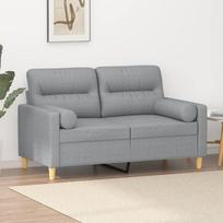 Vidaxl 2-Osobowa Sofa Z Poduszkami, Jasnoszara, 120 Cm, Tkanina