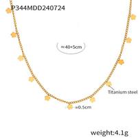 European Cross-Border Peach Blossom Pendant Clavicle Necklace: Elegant Titanium Steel, 18K Gold-Plated Design for Women