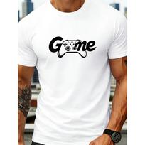 Men'S Breathable Casual Short Sleeve T-Shirt Humorous Gaming Graphic Rock On Hand & Controller Design, Round Neck Top S