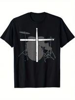 Drums Cross Drumstick Music Jesus Christian Band, Unisex T-Shirt XL