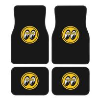 JDM Moon Eyess Motorcycle Racing Car Floor Mats 4 Pcs Universal Front and Rear Foot Mats with Non-Slip Rubber Backing Auto Acces