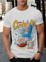 Unisex's Letter & Cross Print Round Neck T-Shirt L