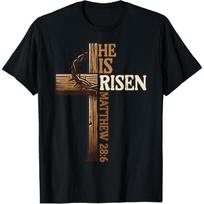 Easter Cross He Is Risen Jesus Christian Unisex T-shirt S