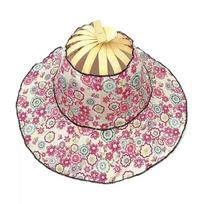 Foldable Folding Fan Hat Wide Brim Bamboo Sunscreen Cap Portable Fan Sun Hats  Summer Style 4