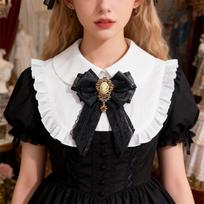 Vintage Fabric Lace Bow Brooch Alloy Beauty Head Collar Pins Decorative Bowtie Accessory for Women Elegant Jewelry Gifts