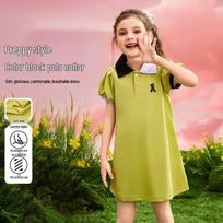 ABC KIDS Girls' Summer Color-Block Polo Dress 130