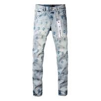 Nauji Slim-fit rankomis tapyti marginti kelnės šviesiai mėlynos madingi vyriški džinsai kasdienės kelnės 28