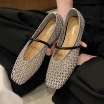 Kvadratinė nosis Tinklelio Moteriški Baleto Batai Plokščiapadžiai Basutės Vasara 2025 Naujas Dizainerio Laisvalaikio Mokasinai Mary Janes Batai Zapatillas Sandalias 35