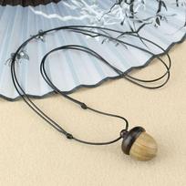 Women Necklace Ethnic Style Female Necklace Braided Rope Gawu Box Long Necklace Ebony Necklace A