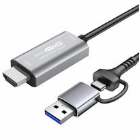HDMI Video Capture Card, USB 3.0, 4K Input, 1080P60Hz, YUY2 Output, USB Type A & Type C 2-in-1, for Recording and Live Streaming Video from PC
