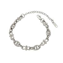 European & American Hip Hop Pig Nose Bowknot Patchwork Clavicle Chain Titanium Steel Unisex Jewelry Set