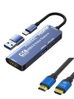 USB 3.0 Video Capture Card with 1.5m HDMI Cable, PD 100W and USB 3.0 Port, Streaming Media, Game Recording 4K, 60FPS, HDMI USB-AC Capture Card for