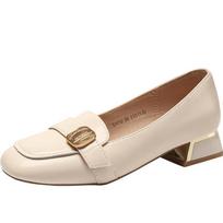 ZHR EH10 Elegant Square-Toe Loafers 37 smėlis