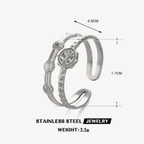Stainless Steel Geometric Round Opening Rings for Women Men Simplicity Casual Double Layer Hollow Rings Trend Daily Wear Jewelry