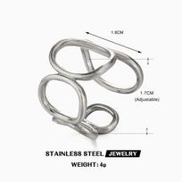 Stainless Steel Thread Oval Hollow Opening Rings for Women New Trendy Charm Geometric Finger Rings Party Jewelry Gifts Wholesale