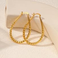 Exaggerated Oval Large Round Metal Earrings for Women Fashion Hammer Texture Gold Silver Color Hoop Earrings Jewelry Accessories
