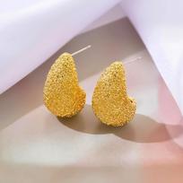 Vintage Matte Particles Water Drop Ear Cuff Earring for Women Simple Irregular Hollow Stud Earrings Jewelry for Party Gift
