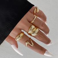 5Pcs/Set Geometric Irregular Metal Lines Opening Rings for Women Men Exaggerated Bow Knot Finger Rings Party Jewelry Accessories