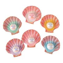6pcs Ocean Inspired Resin Shells Accessories Pearl Shiny Jewelry Making Charms Cute Mini DIY Accessories Jewelry Additions