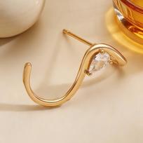 Punk Gothic Fine Zircon S-Shaped Stud Earring for Women Men Hip Hop Personalized Design Single Earring Party Jewelry Accessories