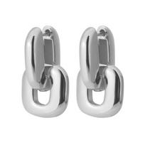 Copper Base Geometric Drop Earrings Gold Plating U-Shaped Design Interlocking Earrings Exaggerate Style Oval Shape